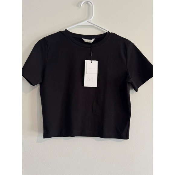Zara Tops - Zara Stretch Cotton T-Shirt Womens Medium Black Short Sleeve Streetwear